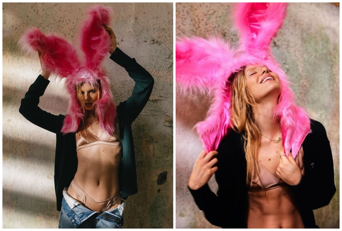 Camila Queiroz surge loira e lingerie à mostra Jade Picon reage Gata