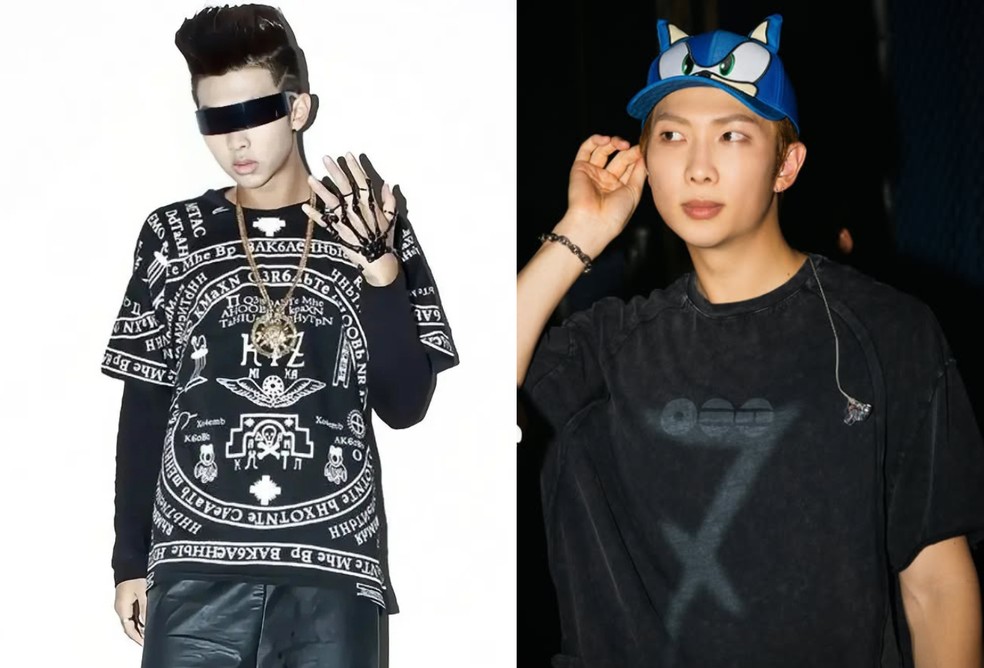 RM: antes e depois — Foto: Divulgação e Reprodução/Instagram