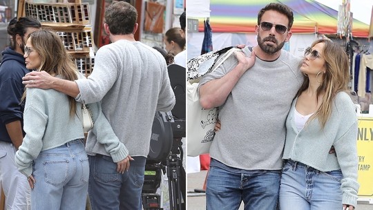 Ben Affleck ganha mão boba de Jennifer Lopez durante passeio em mercado de pulgas