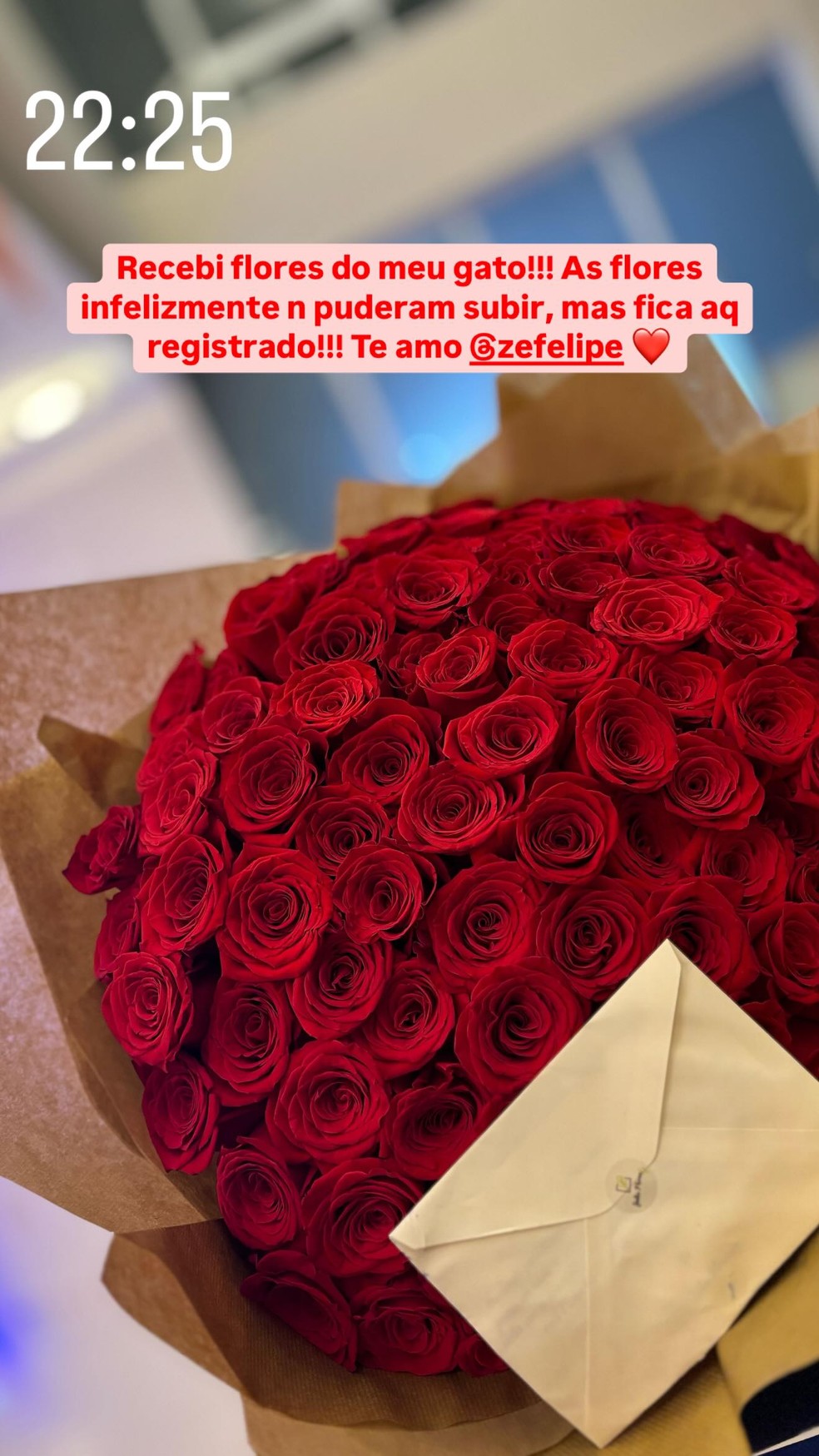 Virginia Fonseca recebeu flores de Zé Felipe — Foto: Reprodução/Instagram