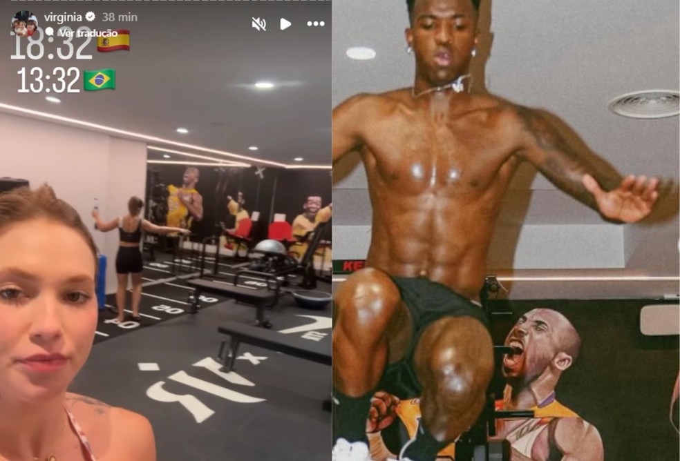 Virginia Fonseca na academia de Vini Jr. — Foto: Reprodução/Instagram