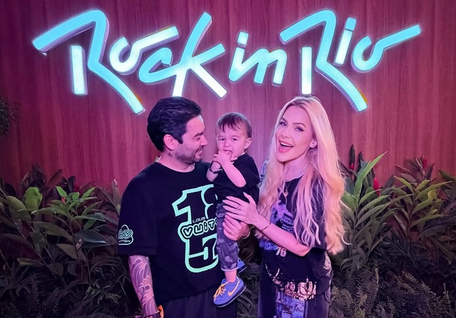 Yudi Tamashiro e Mila Braga com o filho, Davi Yudi