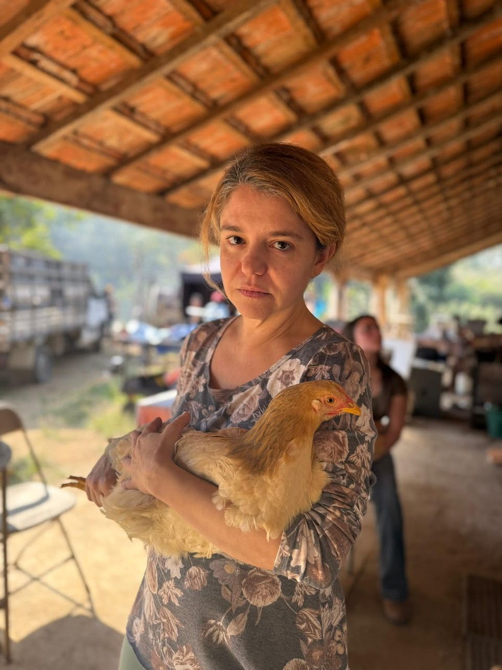 Erica Montanheiro nos bastidores de 'Elize: Sombras de uma Mulher' — Foto: Arquivo pessoal