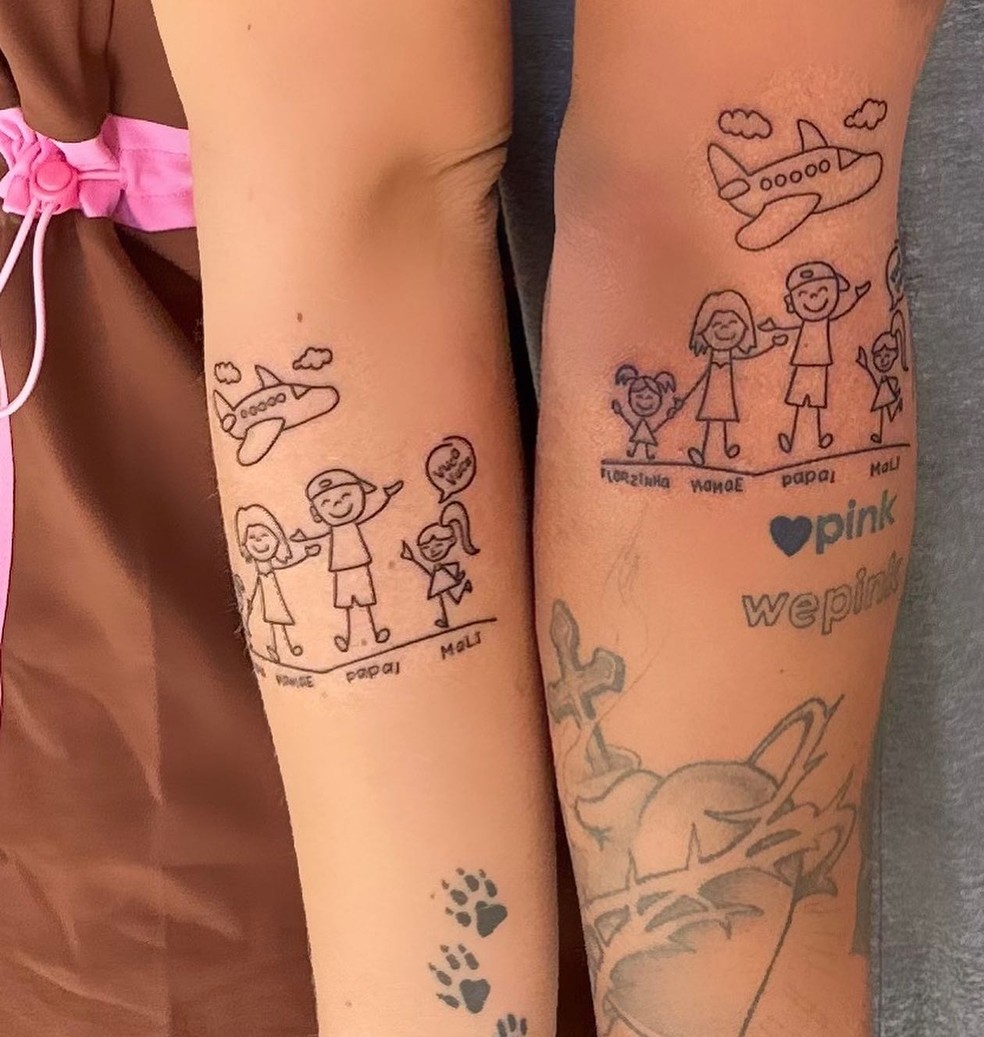 Virginia e Zé Felipe fazem nova tatuagem em homenagem a família — Foto: Reprodução/Instagram