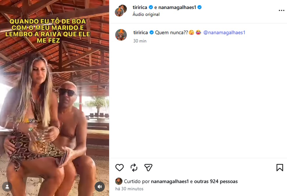 Tiririca desativou comentários do post — Foto: Reprodução/Instagram