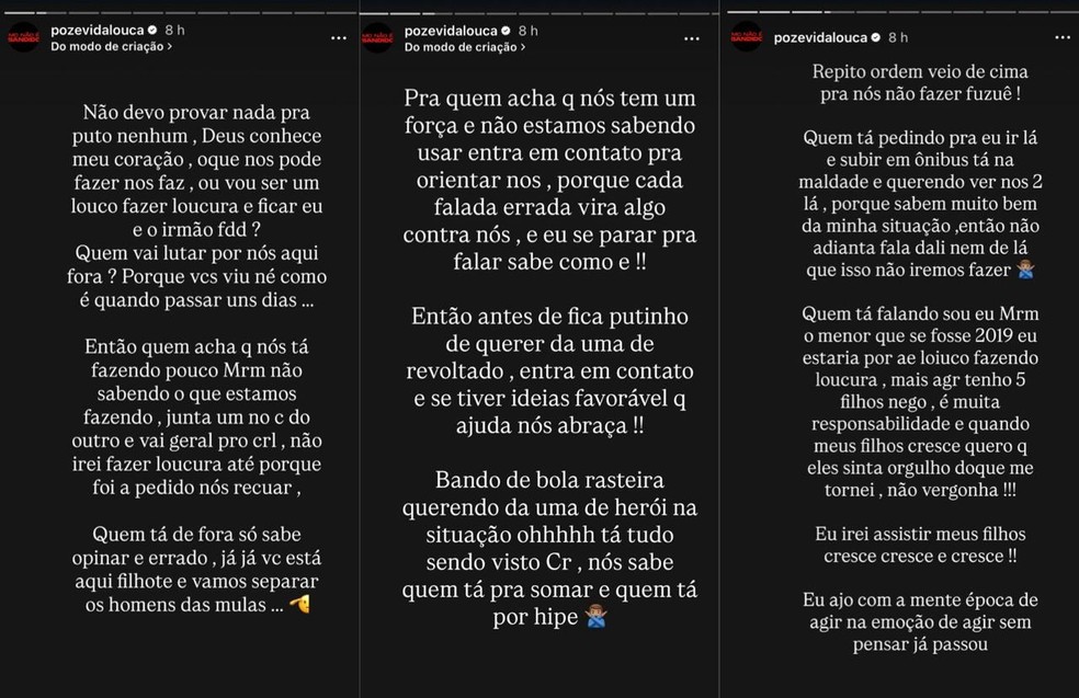 Posts de MC Poze — Foto: Reprodução | Instagram