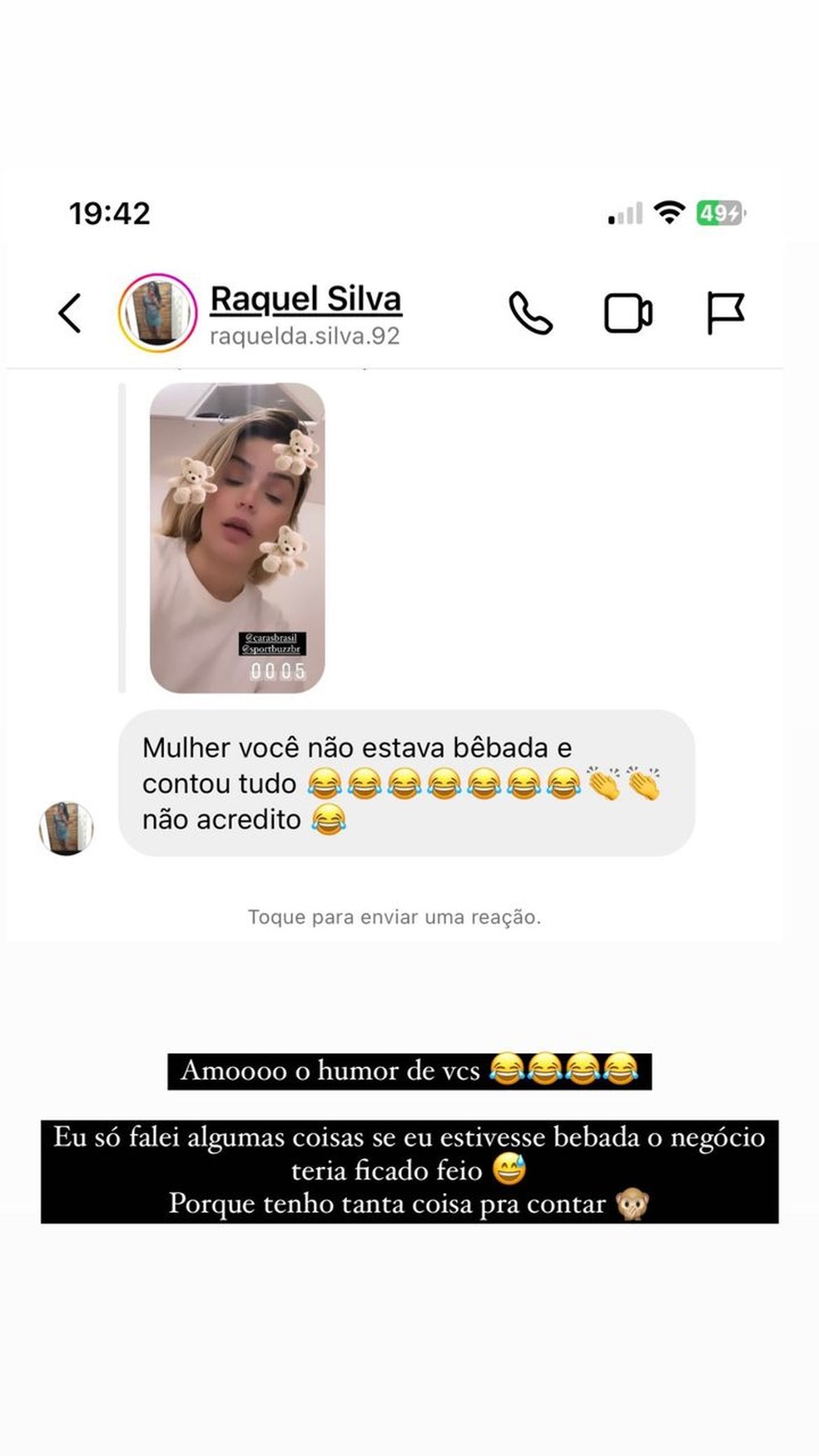 Suposta amante de Casemiro expõe conversas com o jogador — Foto: Reprodução/Instagram
