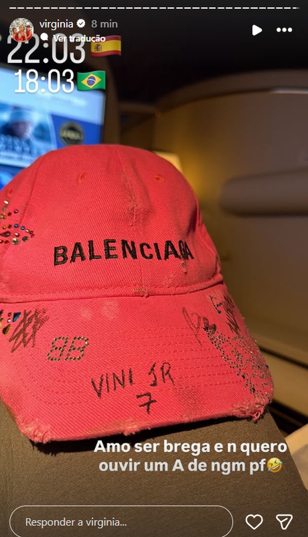 Boné autografado por Vini Jr. — Foto: Reprodução/Instagram