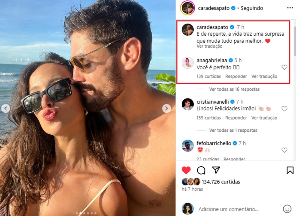 Antonio 'Cara de Sapato' e a namorada, Ana Gabriela — Foto: Reprodução/Instagram