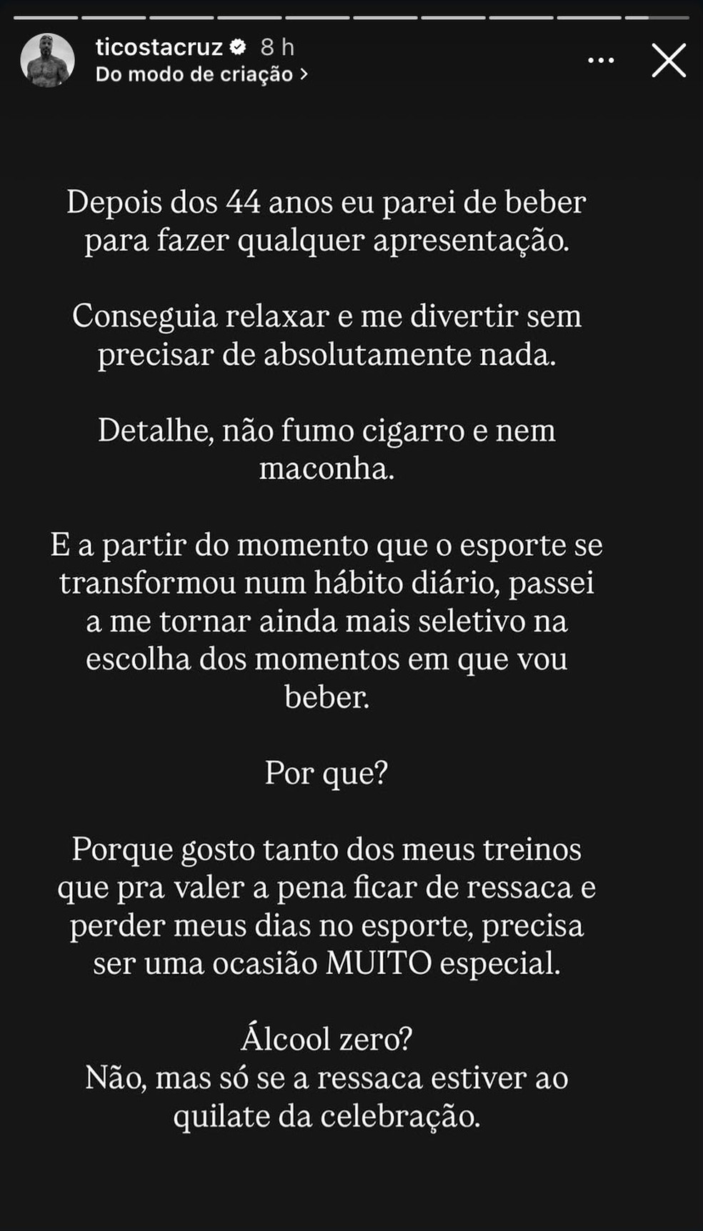 Post de Tico Santta Cruz — Foto: Reprodução | Instagram