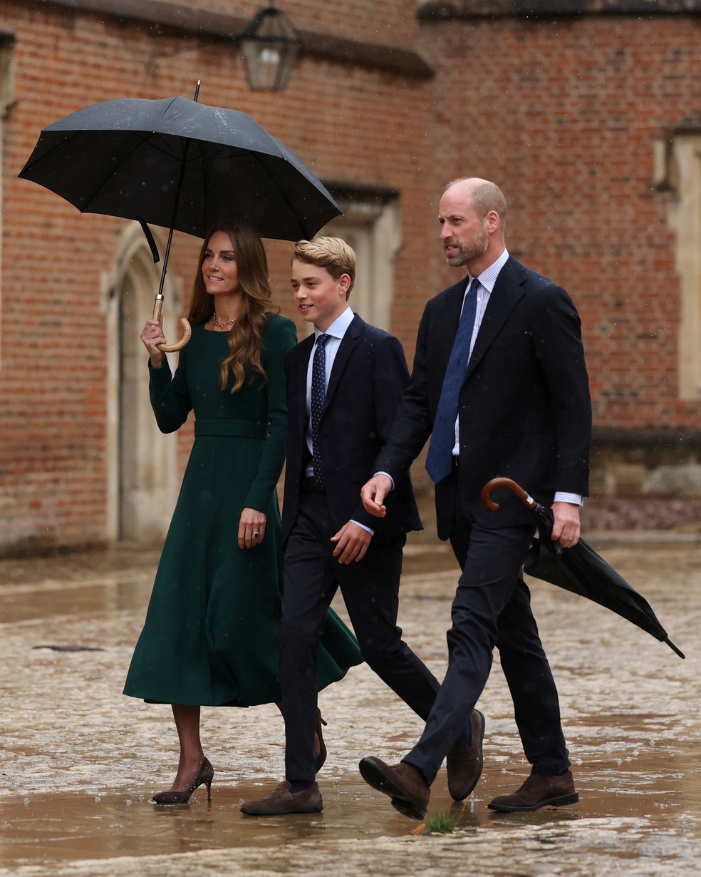 George, filho do Príncipe William e de Kate Middleton, em primeiro dia no internato — Foto: Getty Images