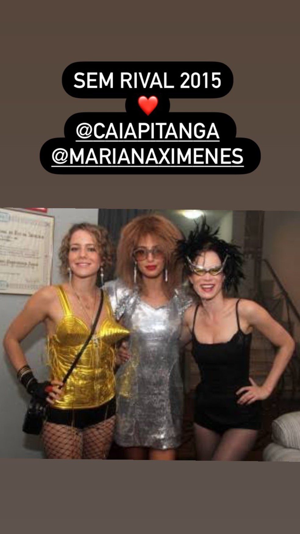 Leandra Leal, Camila Pitanga e Mariana Ximenes no Sem Rival em 2015 — Foto: Reprodução/Instagram