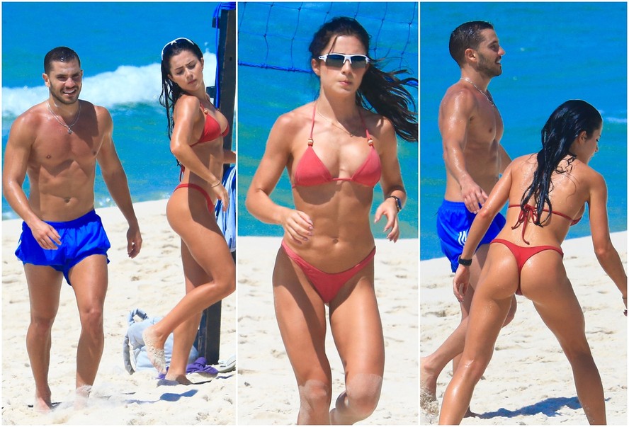 Jade Picon e André Lamoglia na praia