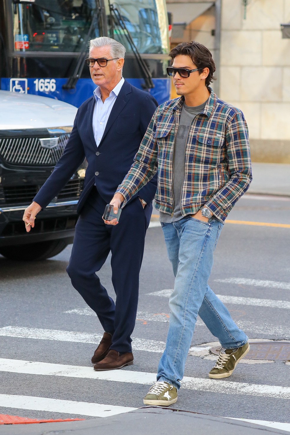 Pierce Brosnan e o filho, Paris Brosnan — Foto: The Grosby Group