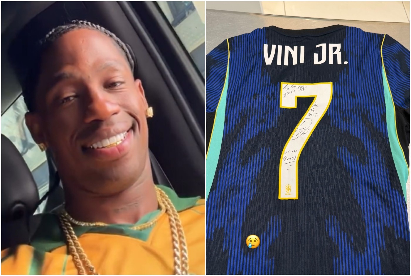 Vini Jr. dá camisa assinada a Travis Scott após rapper vibrar pelo ...