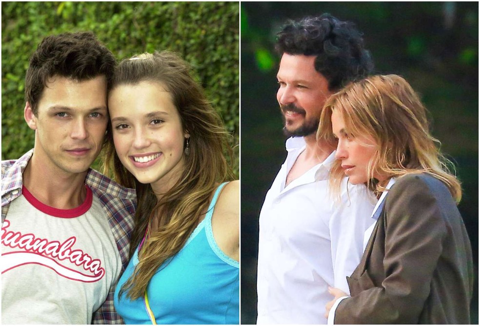 Juliana Didone e Guilherme Berenguer em Malhação e em 2025 — Foto: Globo e Fabrício Pioyani/AgNews