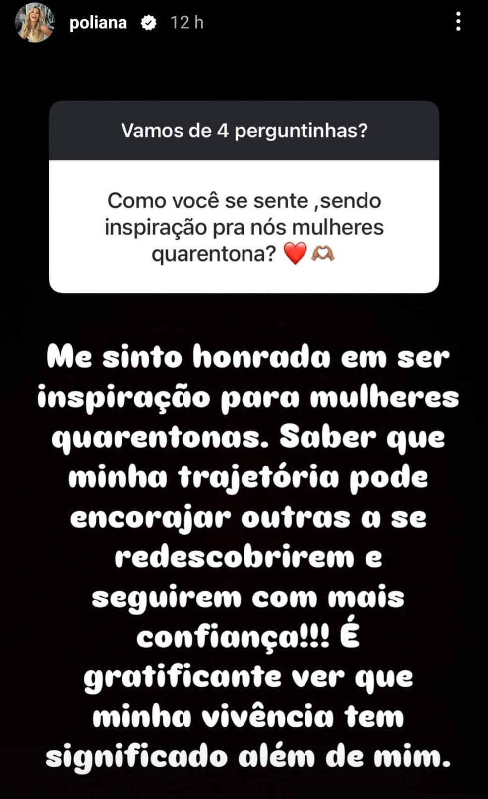 Poliana Rocha responde internautas no Instagram — Foto: Reprodução/Instagram