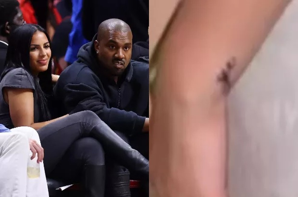 Chaney Jones fez tatuagem para Kanye West no pulso — Foto: Getty Images e Reprodução/Instagram