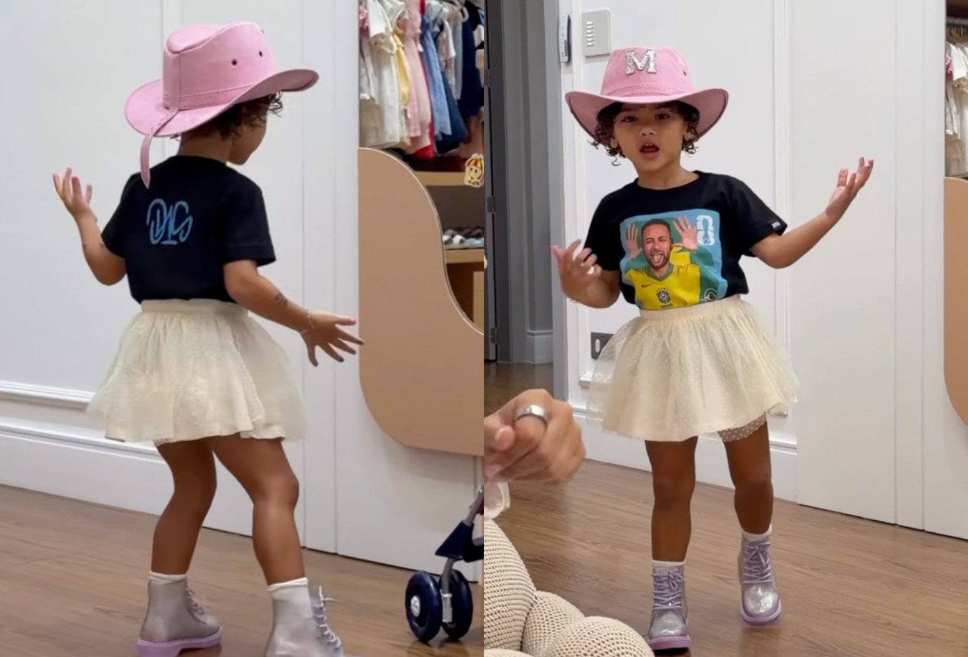 Filha de Neymar, Mavie dança 'Peão Todo Tatuado' com direito a chapéu e passinho do Jamal