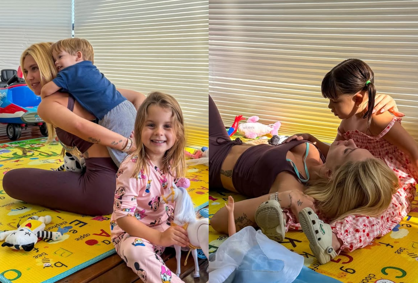 Virginia Fonseca reúne os três filhos em fotos após recuperação de Maria Alice e Maria Flor: 