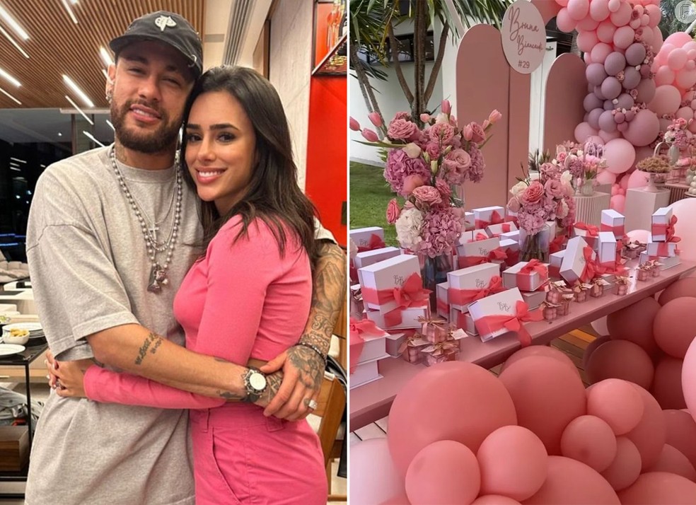 Fãs especulam sexo do bebê de Bruna Biancardi e Neymar por detalhe na festa da influencer — Foto: Reprodução / Instagram
