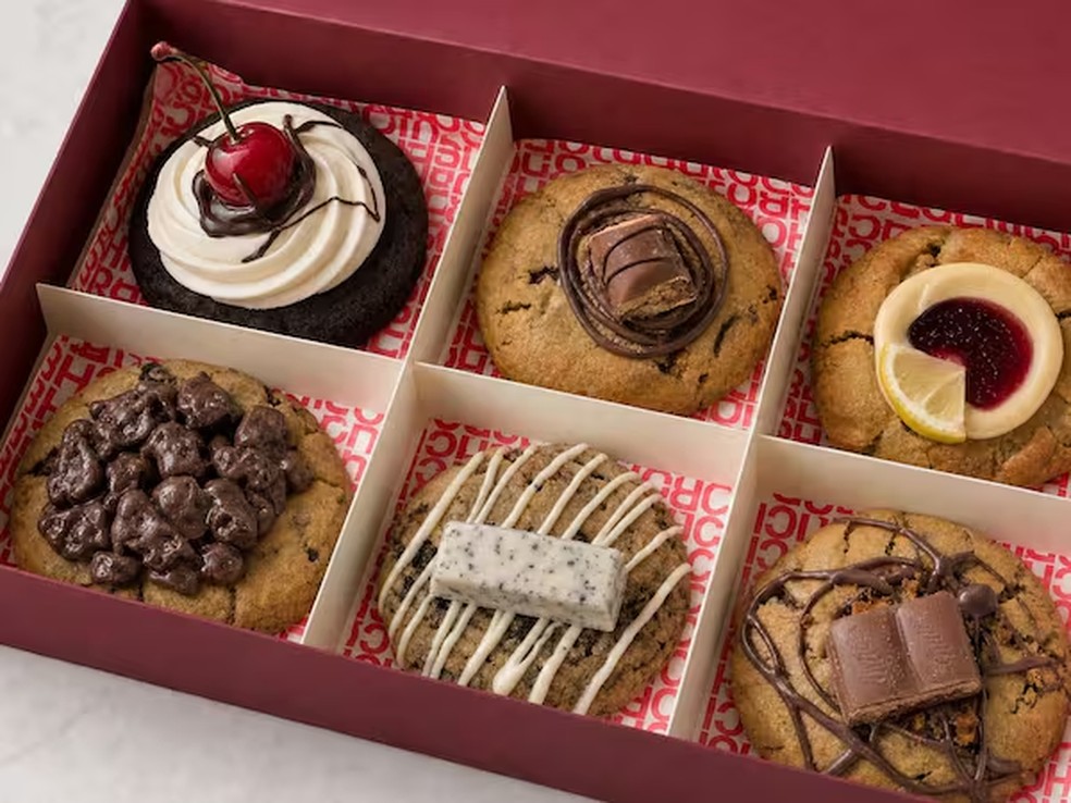 Caixa de 6 cookies da Crush Cookies — Foto: Crush Cookies