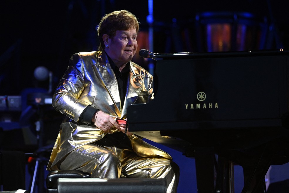 Elton John no Festival Glastonbury, seu último show no Reino Unido — Foto: Getty Images