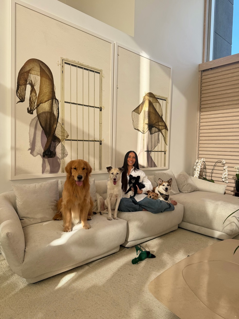 Sabrina Sato posa com os cinco cachorros — Foto: Reprodução / Instagram