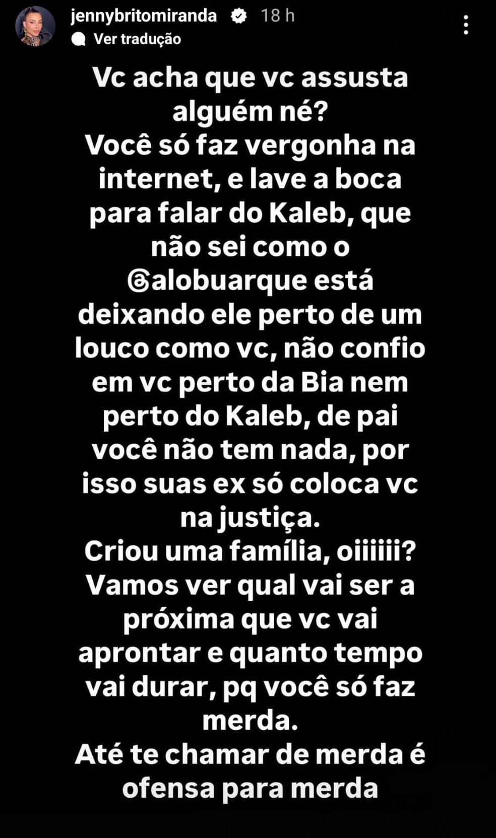 Jenny Miranda detona Gato Preto, namorado de sua filha, Bia Miranda — Foto: Reprodução/Instagram