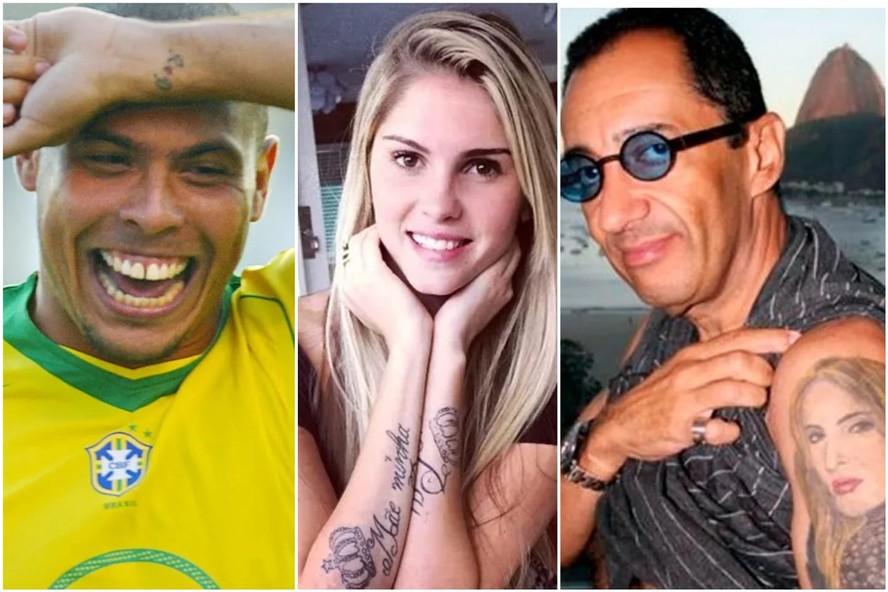 Ronaldo, Bárbara Evans e Jorge Kajuru tatuaram declarações em seus corpos