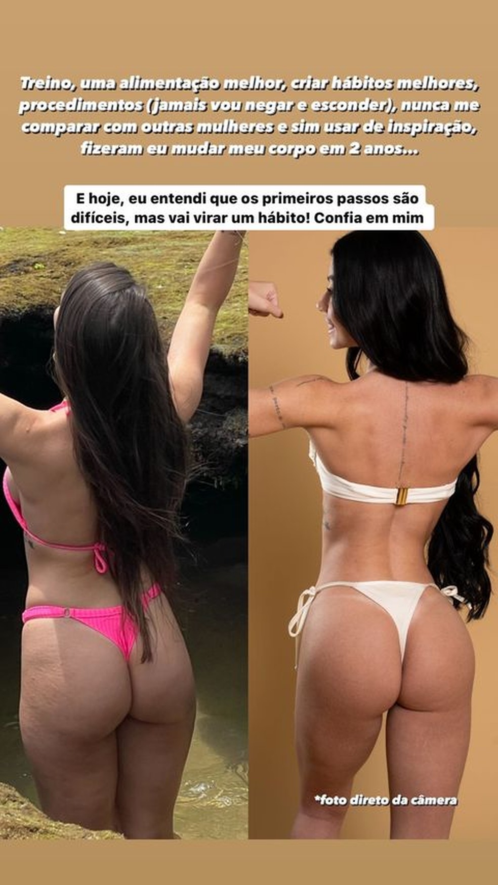 Antes e depois de Maria Lina — Foto: Reprodução/Instagram