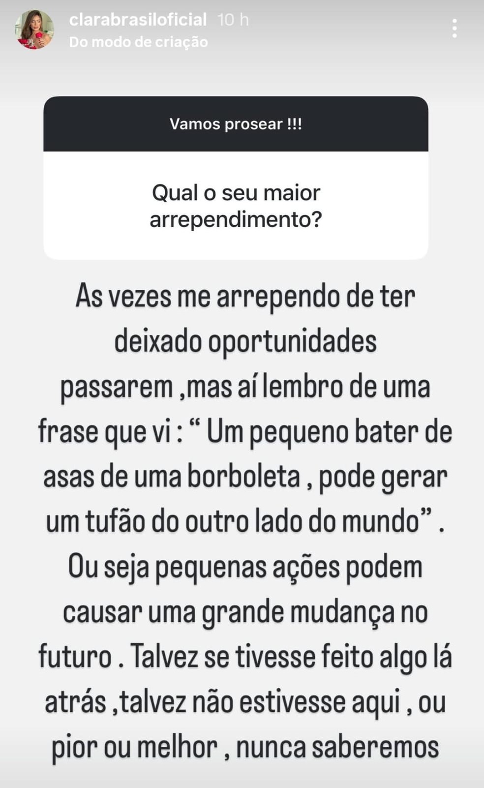 CLara Brasil responde internautas no Instagram — Foto: Reprodução/Instagram