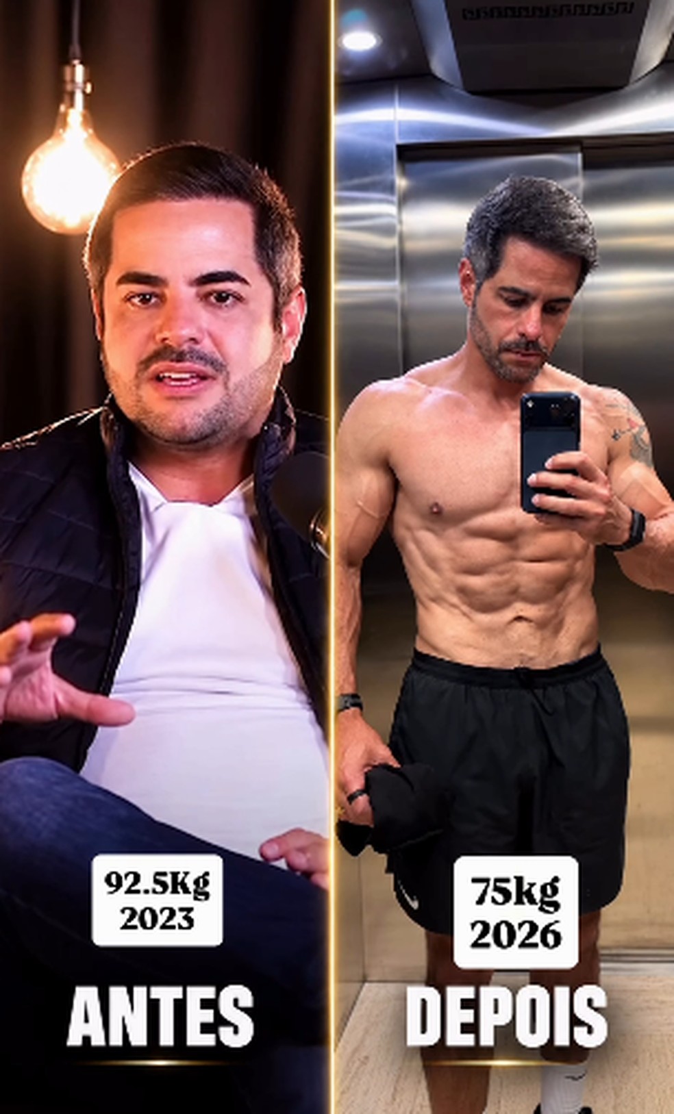 Antes e depois de Kaká Diniz — Foto: Reprodução/Instagram