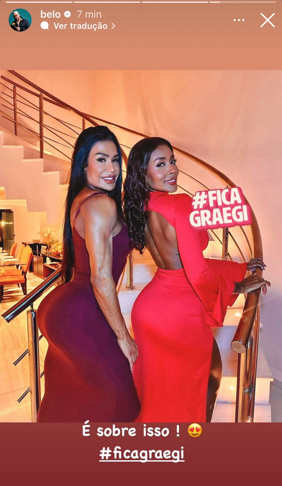 Belo se pronuncia sobre Gracyanne Barbosa — Foto: Reprodução/Instagram