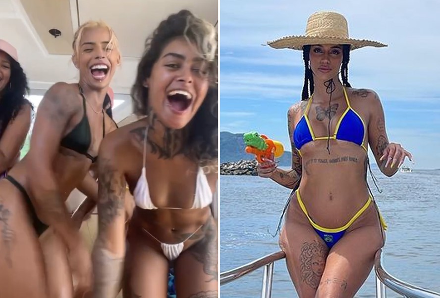 Azzy curte passeio de barco com amigas