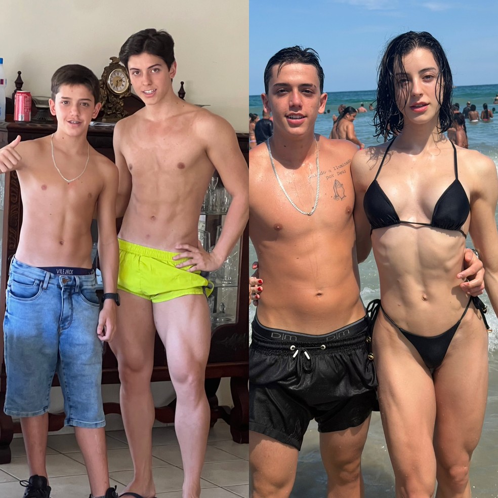 Bella Longuinho resgata fotos antigas e faz 'antes e depois' — Foto: Reprodução/Instagram