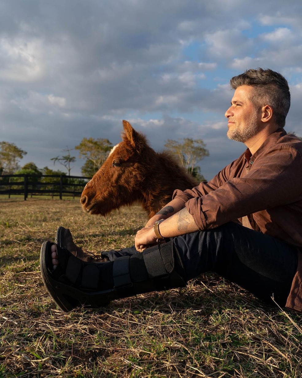 Bruno Gagliasso posa para fotos com novos cavalos resgatados: 'Dia de alegria e cheio de amor' — Foto: Instagram