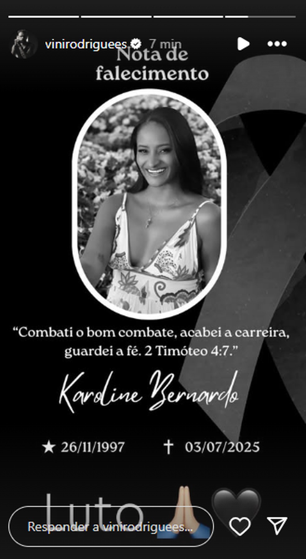Post de Vinicius Rodrigues — Foto: Reprodução/Instagram