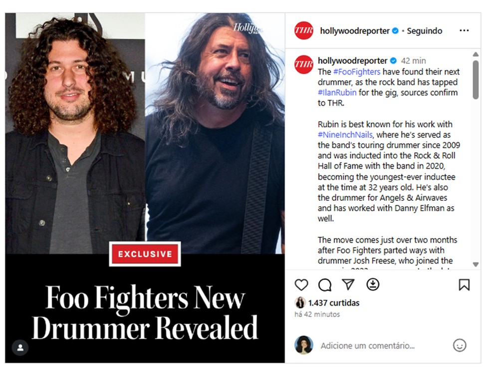 Ilan Rubin é o novo baterista do Foo Fighters, diz The Hollywood Reporter — Foto: Reprodução/Instagram