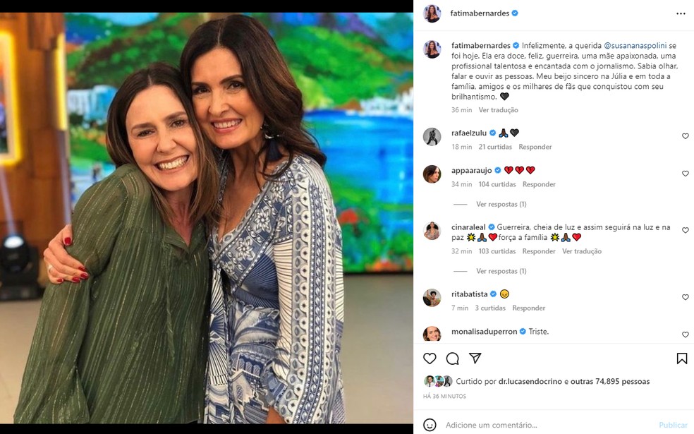 Susana Naspolini e Fátima Bernardes — Foto: Reprodução/Instagram