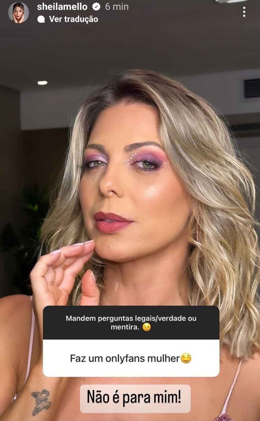 Sheila Mello responde pedido por OnlyFans e nega motivo de fim de namoro