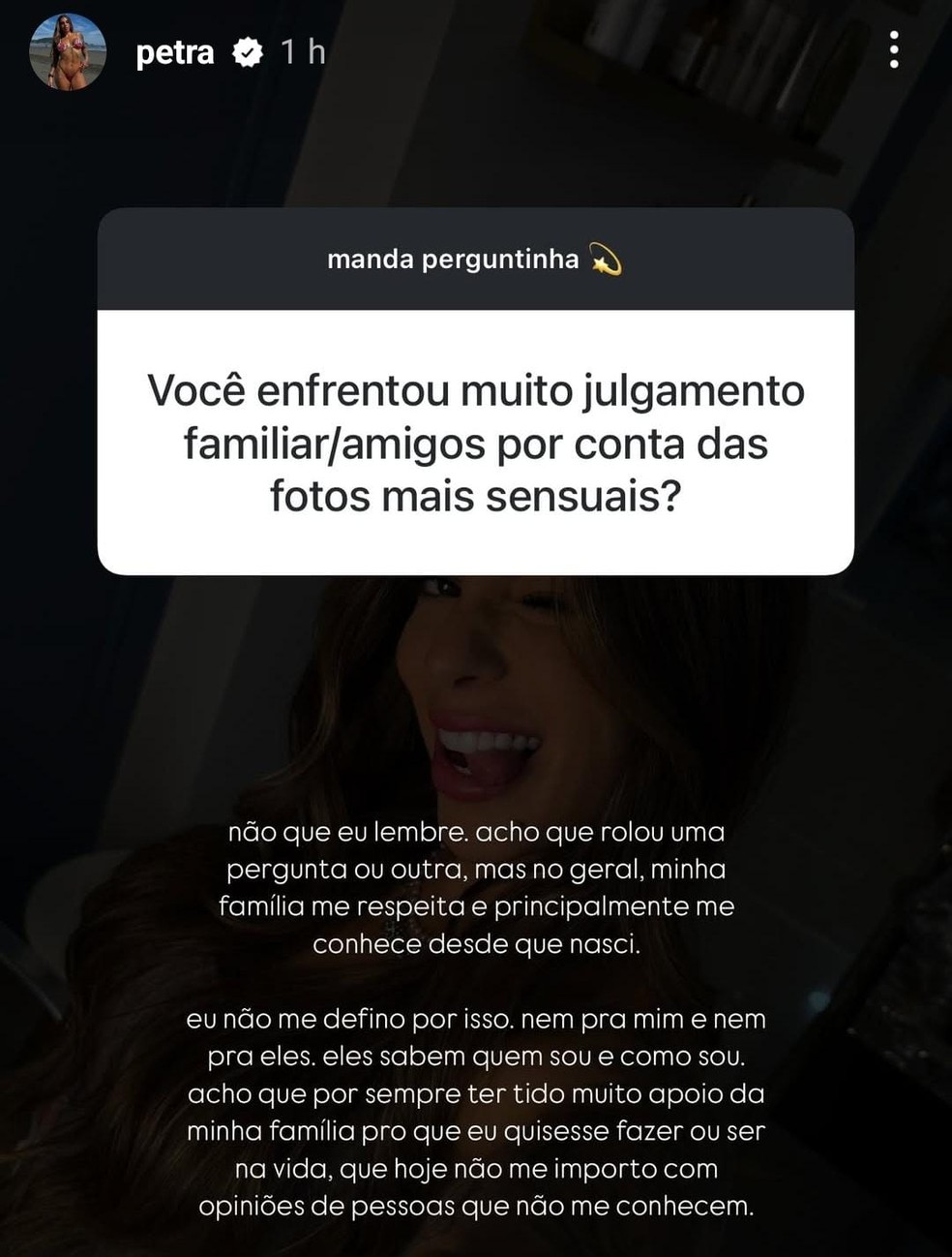 Petra Mattar responde fãs na web — Foto: Reprodução/Instagram