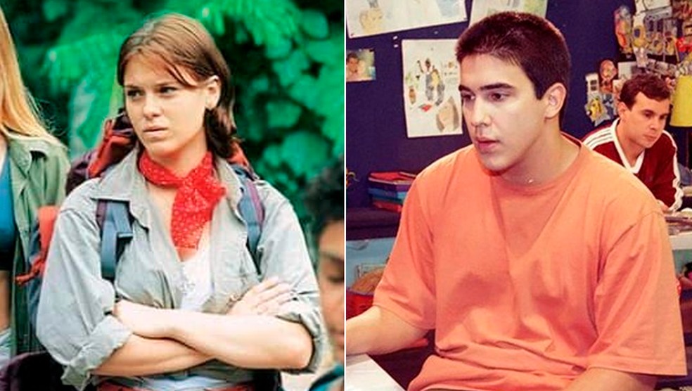 Carolina Dieckmann e André Marques em 'Malhação', de 1996 — Foto: Reprodução/Arquivo Globo