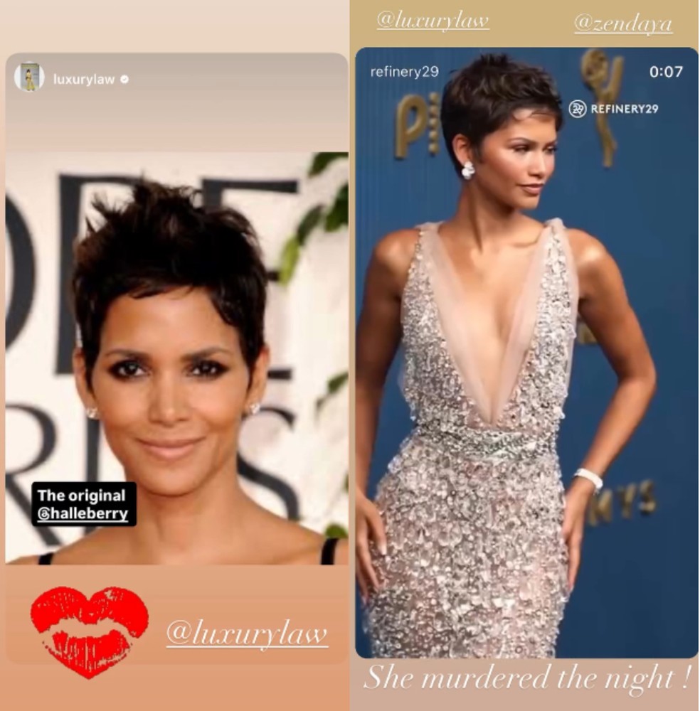 Halle Berry reage a cabelo de Zendaya — Foto: Reprodução/Instagram