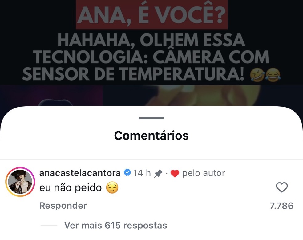 Comentário de Ana Castela — Foto: Reprodução/Instagram