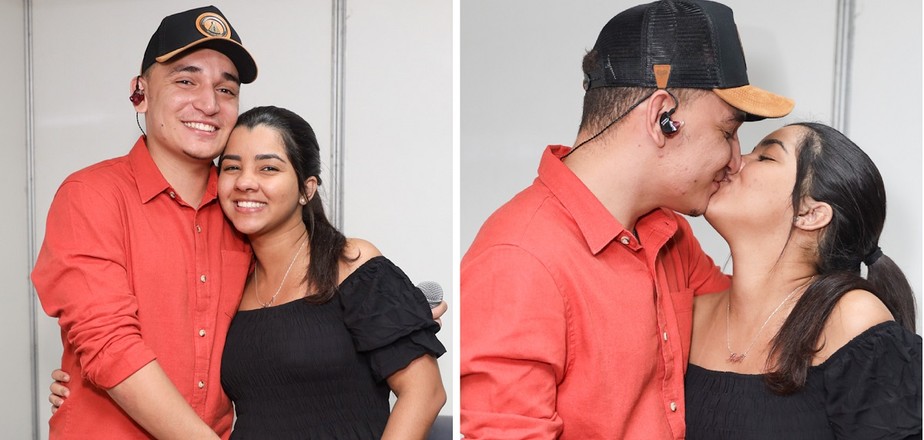 À espera do primeiro filho, João Gomes e Ary Mirelle trocam beijos em Sergipe