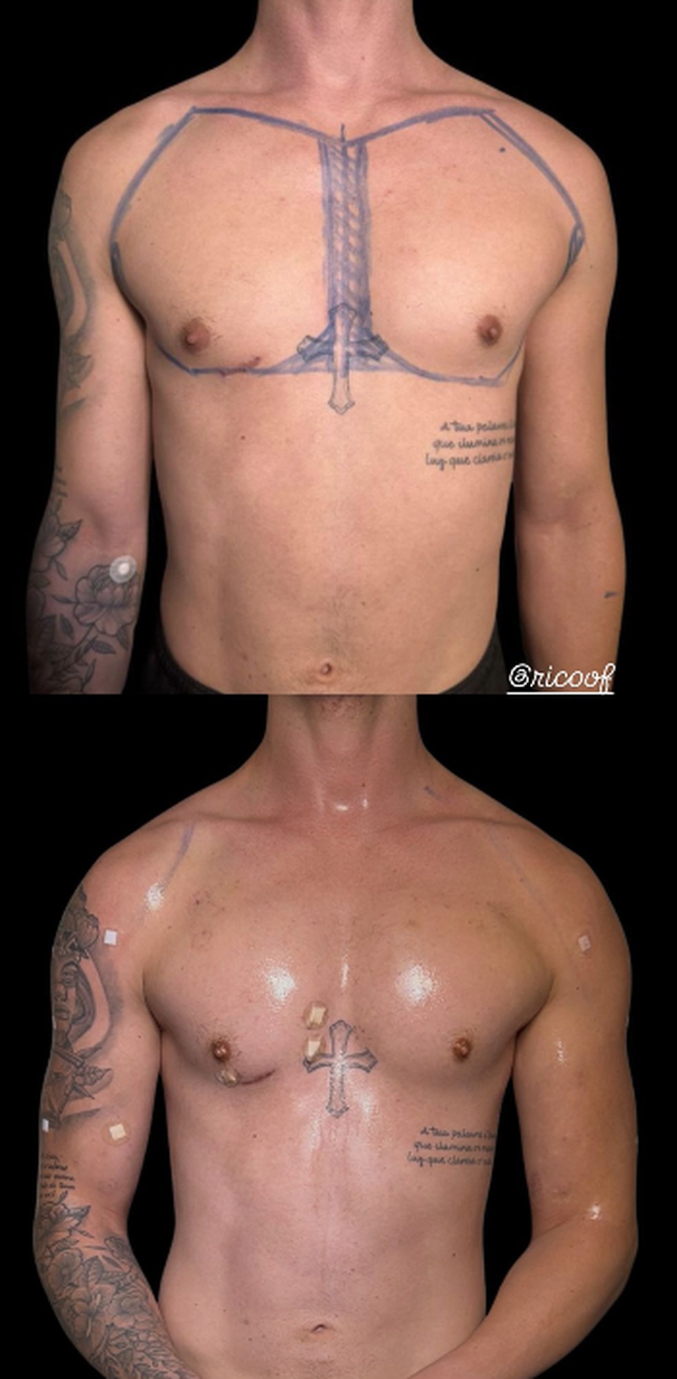 Antes e depois de Rico Melquiades — Foto: Reprodução/Instagram