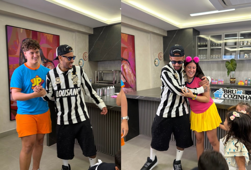Neymar Jr. com JP e Maria Clara, irmãos que fazem sucesso com vídeos para crianças no YouTube — Foto: Divulgação