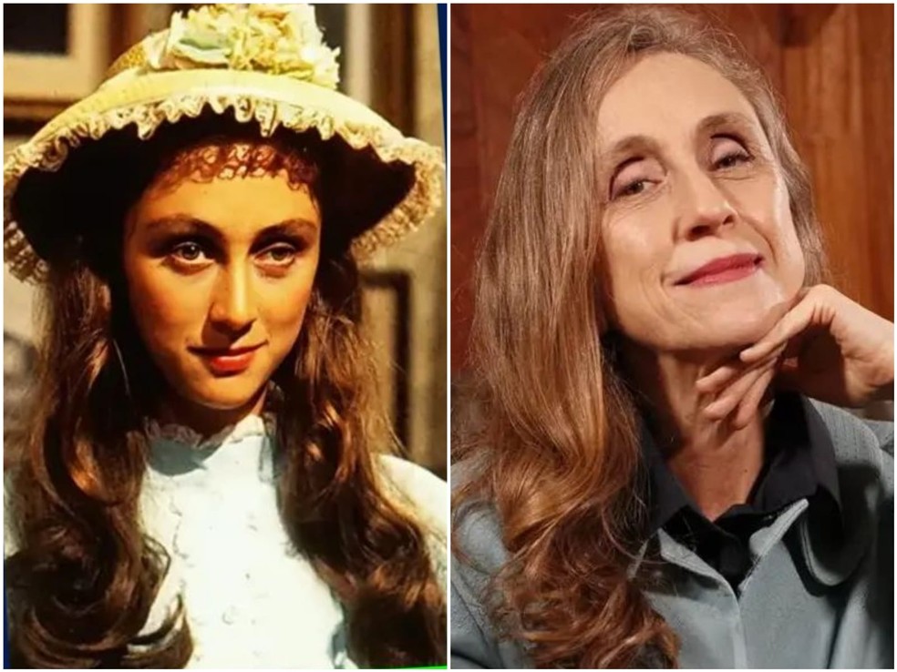Antes e depois: Betty Gofman, como Tonica em Direito de Amar (Globo, 1987), e com visual atual — Foto: TV Globo e Reprodução