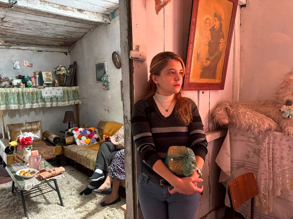 Erica Montanheiro nos bastidores de 'Elize: Sombras de uma Mulher' — Foto: Arquivo pessoal